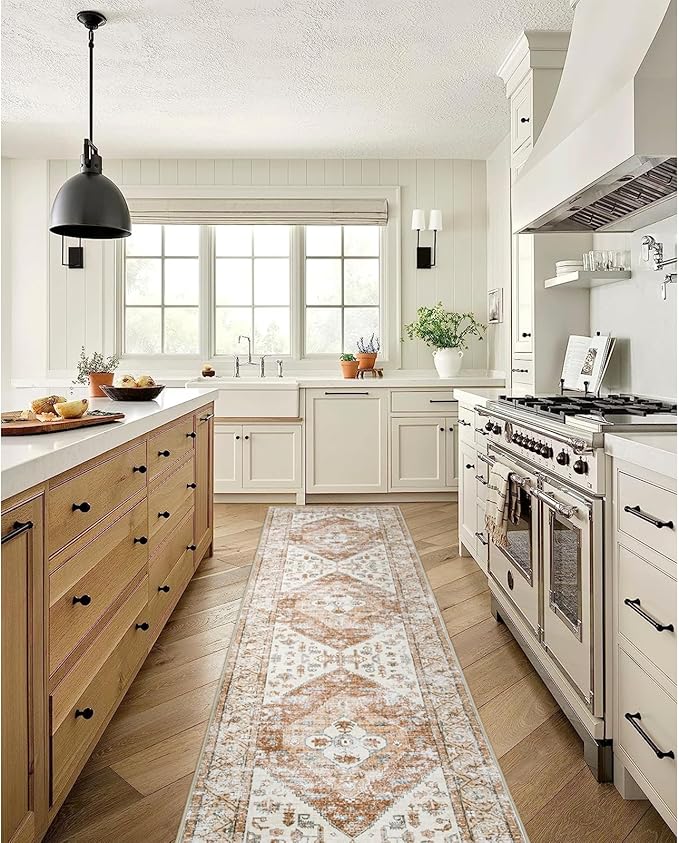 Lahome Boho Hallway Runners - 2x8 Runner Rug Non-Slip Washable Kitchen Runner Non-Shedding Lightweitht Floor Runners, Oriental Distressed Print Indoor Carpet Runner for Entrance Laundry Living Room