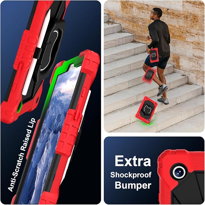 for Samsung Galaxy Tab A9/A11 8.7-Inch 2023/2025 Case.【NO A9+ Plus】 360 Rotating Stand Shoulder Strap Heavy Duty Shockproof Protective Silicone Case (Black)