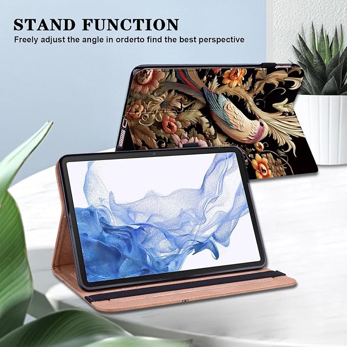 Case for Samsung Galaxy Tab A11 Plus/ A9 Plus 11 Inch PU Leather Tablet Cases Flip Folio Multi-Angle Viewing Stand Protective Cover with Card Slots - Brown Owl