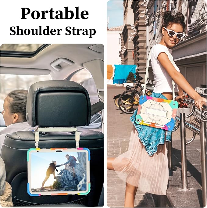 Nitupai Case for iPad 10th Generation 10.9 Inch 2022 / iPad A16 Case 11 Inch 2025 with Screen Protector 10th Gen Cover for Kids Pencil Holder 360° Rotating Stand Shoulder Strap Black Black