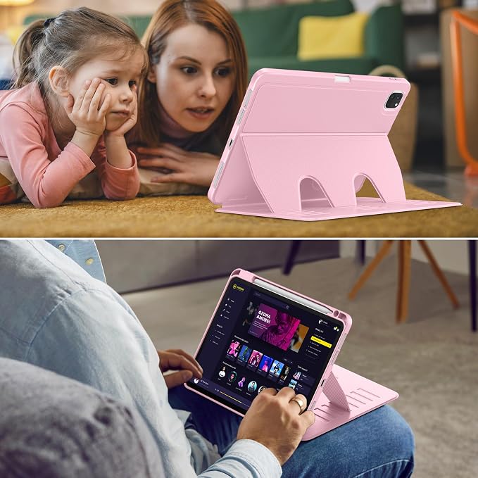VIKESI Case for iPad Pro 11 inch (M5/M4) 2025/2024Multiple Angles Magnetic Stand CoverShockproof BackPencil Holderand Auto Sleep/WakeBlack