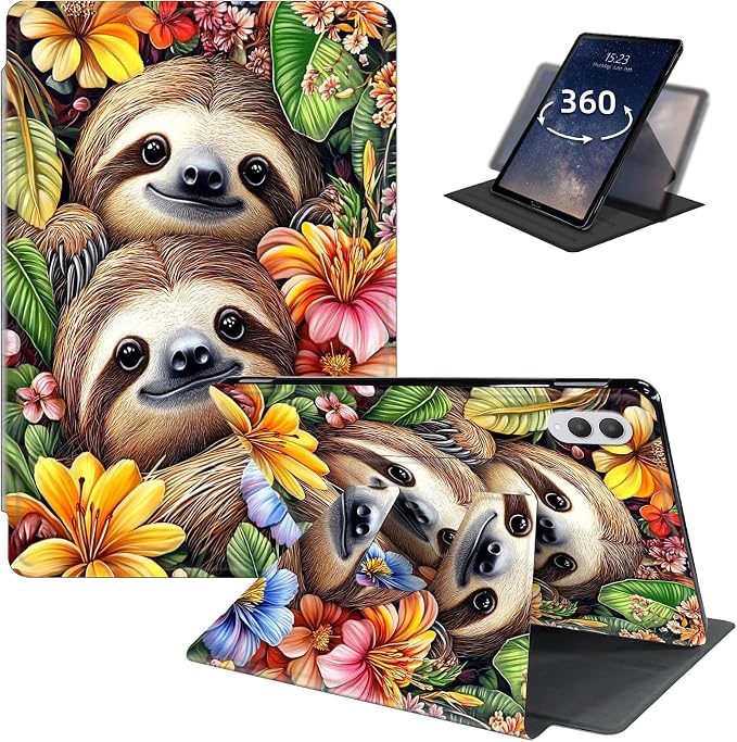 for Samsung Galaxy Tab A9 Plus Case 11 Inch 2024 2023 (SM-X210/X216/X218)360 Degree Rotating Smart Cover Case with Auto Sleep/Wake-Beautiful Highland Cow