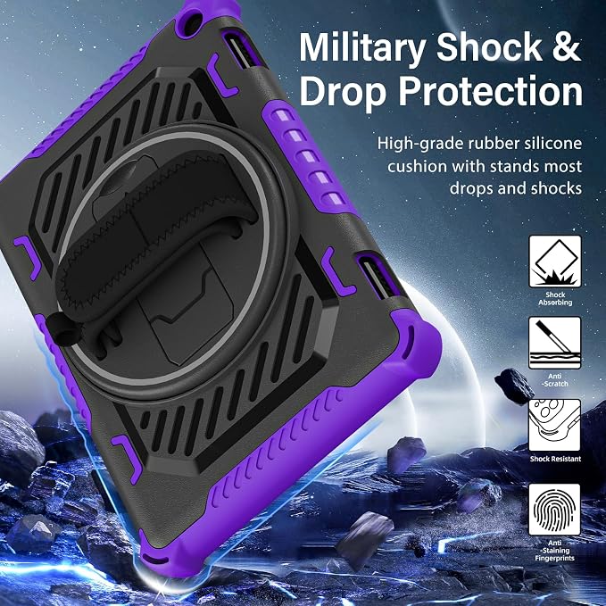 for Flre HD 8 &amp 8 Plus Case 12th/10th Generation (2024/2022/2020 Release) with 360 Kickstand Hand Strap for Kids