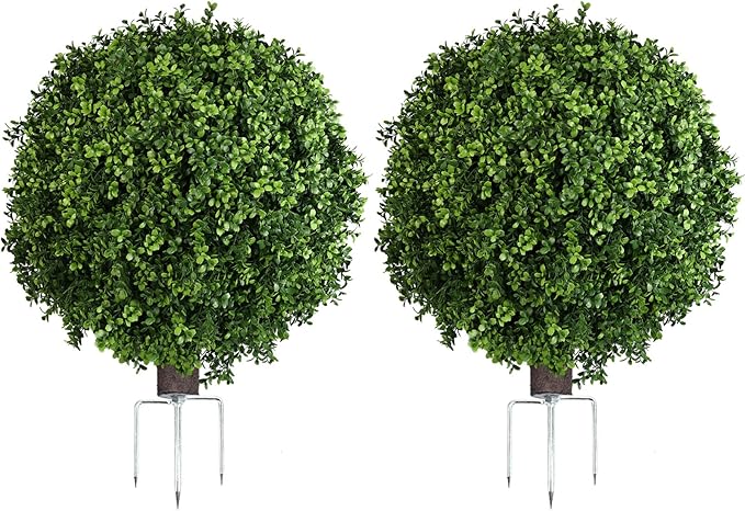 QIANYUN Artificial Boxwood Ball Bush-30inch Faux Boxwood Decorative Balls for Backyard, Balcony,Garden, Wedding and Home Décor (2, 30inch)