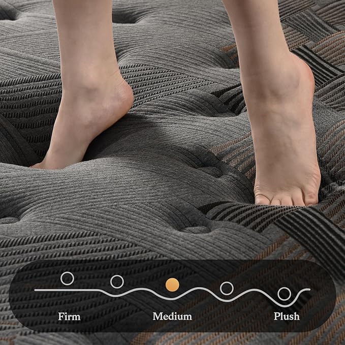 Queen Mattress,14 Inch Hybrid Queen with Memory Foam & Pocket Spring,Superior Hybrid Mattress with Gel Memory Foam or Back & Lumbar Support,100 Night Trial,Soft and Breathable.