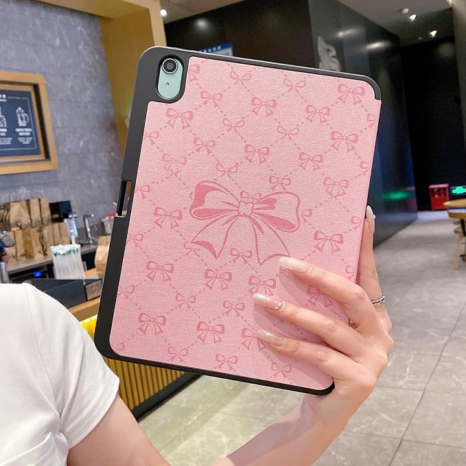 Tablet Case for iPad 11th A16 Generation 11 Inch 2025 / iPad 10th Generation 10.9 Inch 2022 Trifold Stand Smart Protective Cover Soft TPU Back Auto Wake &amp Sleep(Hot Pink Bow)