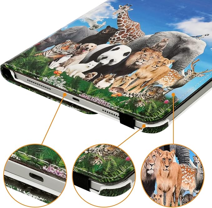 Case for iPad 10th Generation 10.9 Inch 2022 Released Model Number: A2696 A2757 A2777-360 Degree Rotating Protective Stand Cover with Auto Sleep/Wake (Animal)