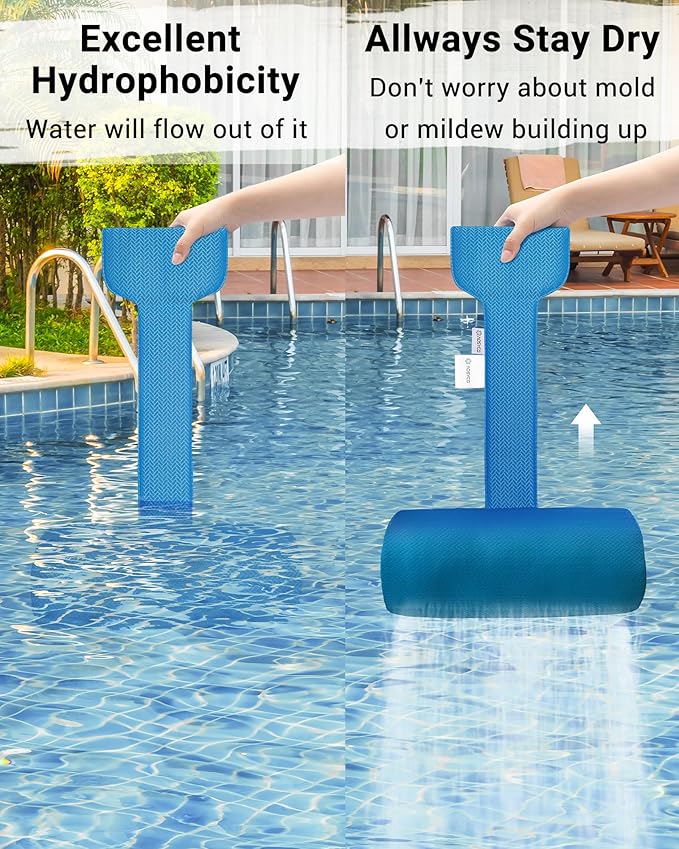 Headrest Pillow for Patio Chaise Lounge, Spa Pillow for Adult with Non-Slip Weighted Tail, Outdoor Cushion All Weather Sunbathing Swing Pool Furniture, Quick Drying