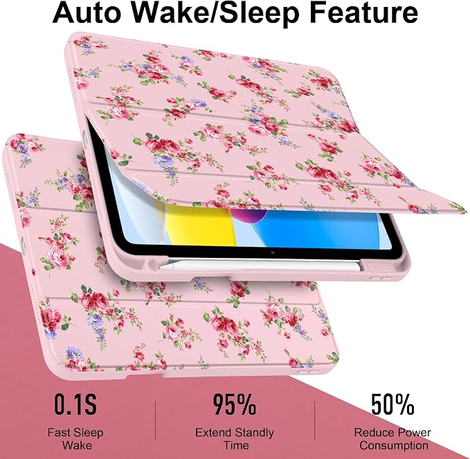 Case for iPad (A16) 11th Generation 11 inch 2025 /iPad 10th Gen 10.9 2022 - Aesthetic Cute Preppy Design Trifold Cover with Soft TPU Bumper Clear Back Auto Sleep/Wake Waves