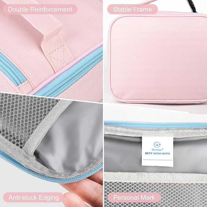 Genteen Lunch Box Kids,Insulated Lunch Bag Kids Girls,Soft Bag Small Cooler Back to School Thermal Meal Tote Kit Lunch Box for School,Work,Outdoor (Pink)