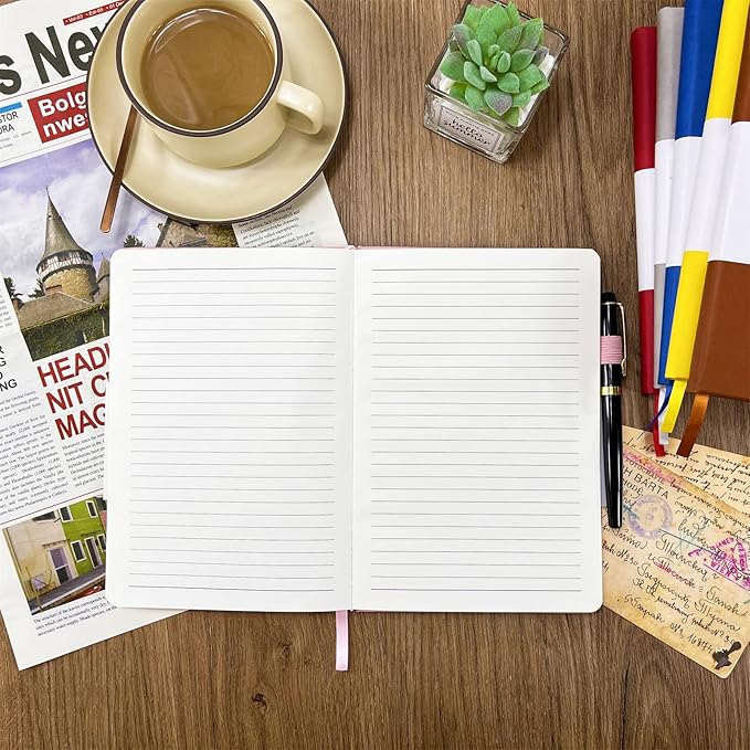 Notebook Journal, College Ruled Notebook Lined A5 160 Pages,Hard Cover Journals for Writing, Notebooks for Work Office School Women Men,5.7 inches x 8.4 inches(Pink)