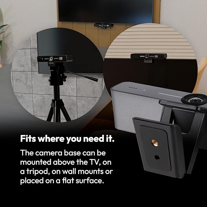 GoPresence Smart 4K Compact Video Conference Camera – Ultra HD 120° Wide Lens, AI Auto-Framing, Noise-Cancelling Mics, 20ft Pickup, Plug-and-Play USB for All Video Conference Platforms – Small Rooms