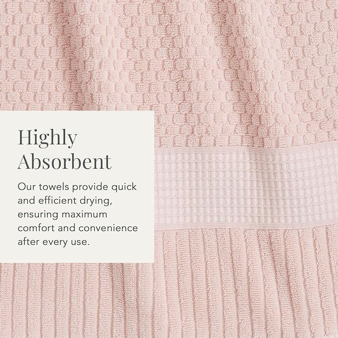 NY Loft 100% Cotton 2 Pack Bath Sheet Towel Set | Extra Large Oversize Bath Towels | Absorbent & Quick-Dry | Textured and Durable Cotton | Light Pink