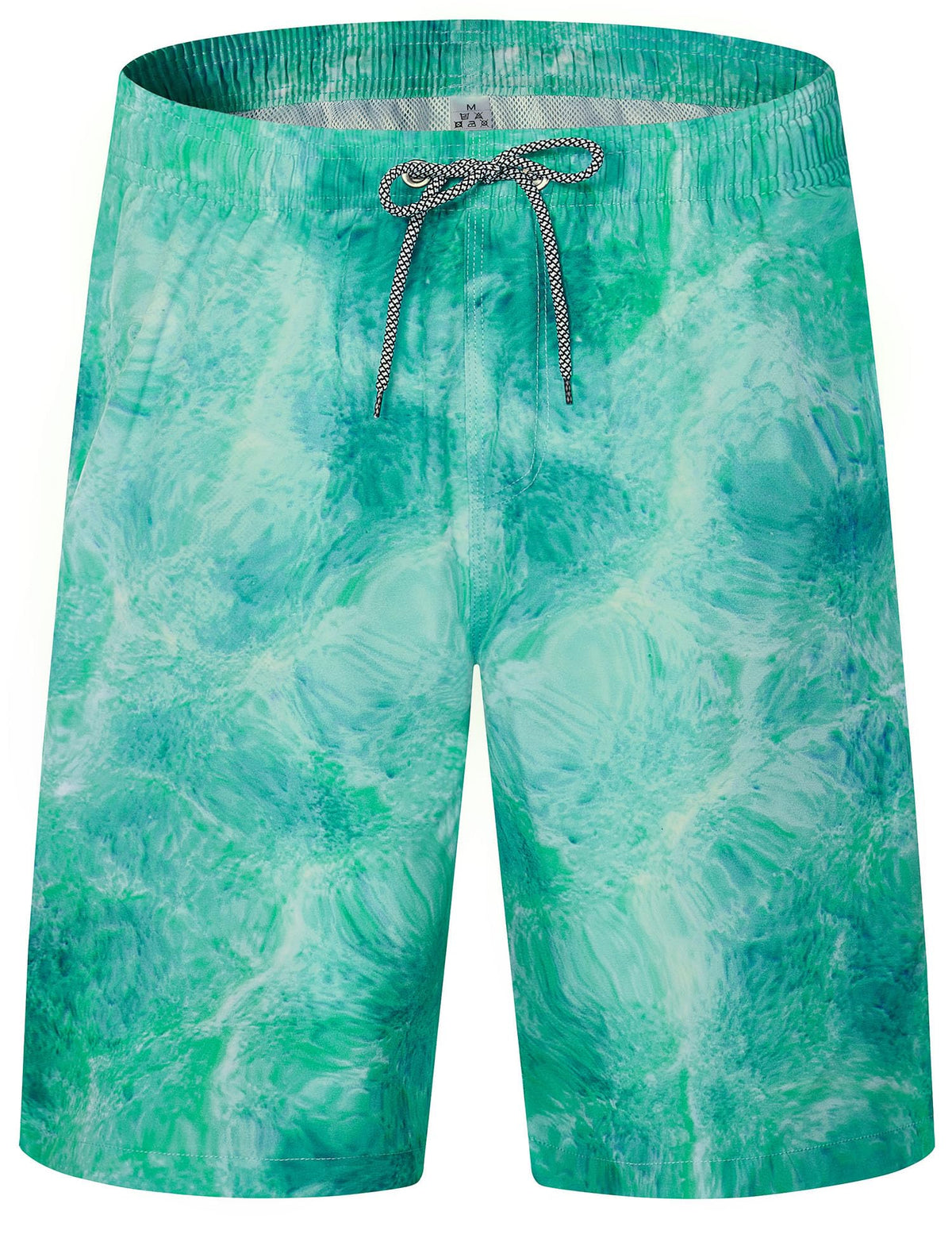 ELETOP Men's Swim Trunks Quick Dry Bathing Suit Swimming Board Shorts Mesh Lining Beach Swimwear Oil Painting Green S