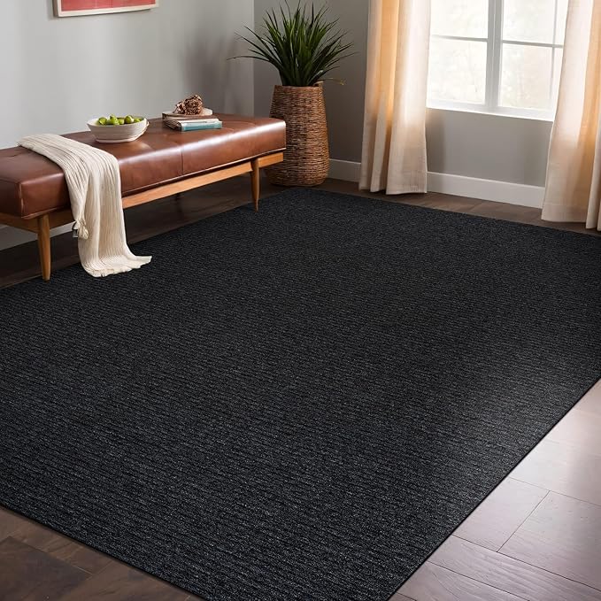 Non Slip Dark Gray Solid Rubber Back Thing Rug for Living Room 4x6 Area Rugs for Kitchen, Rugs for Bedroom, Stain Resistant Easy Cleaning Non Shedding Carpet Dark Gray 4 x 6