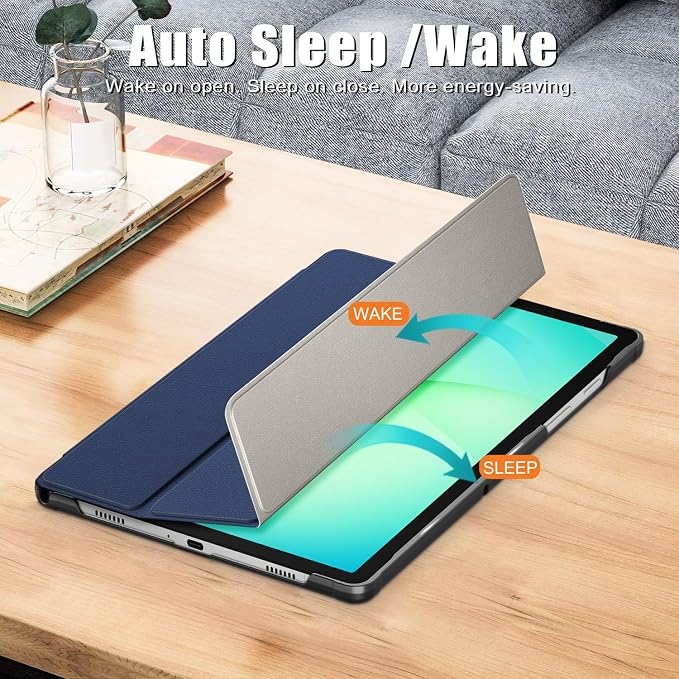 Gylint Folding Folio Stand Case for Galaxy Tab A11+ Plus/A9+ Plus 11 Inch Ultra-Thin PU Leather Smart Cover with Auto Wake/Sleep Black