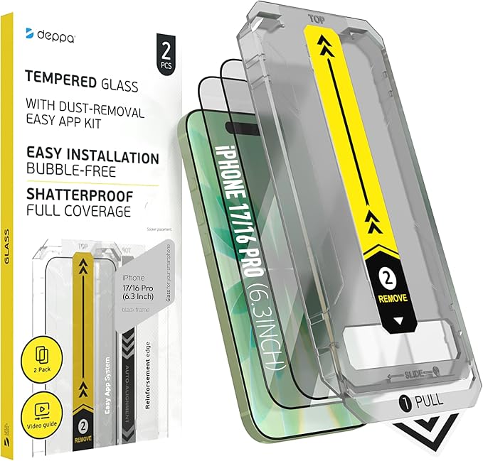 Deppa | 2-Pack | Screen Protector for iPhone 16 Pro Max (6.9) with Smart Installation Tray | Dust &amp Bubble-Free | 9H Tempered Glass | Full Coverage | Easy Install