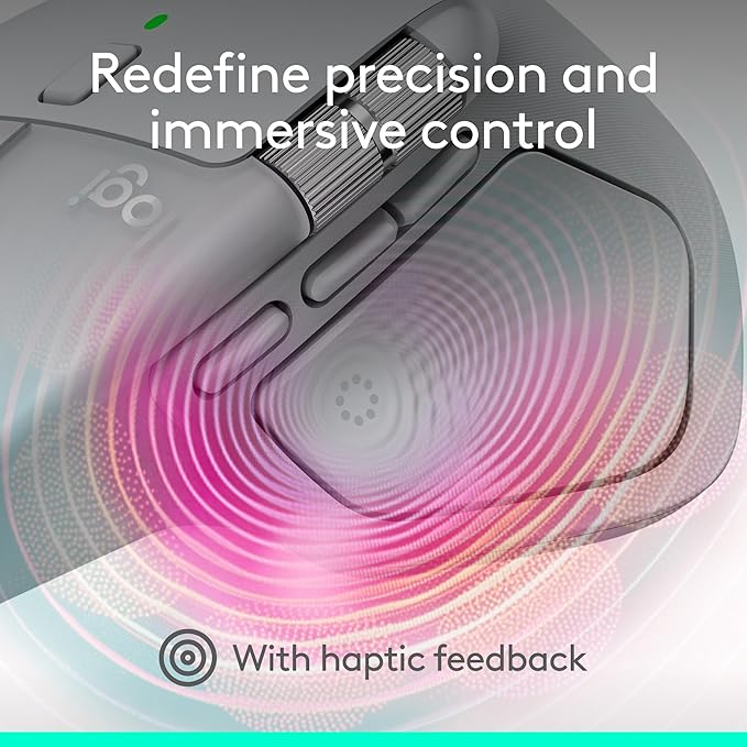 Logitech MX Master 4, Ergonomic Wireless Mouse with Advanced Performance Haptic Feedback, Ultra-Fast Scrolling, USB-C Charging, Bluetooth, Windows, MacOS - Pale Gray