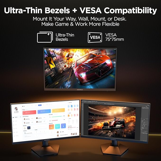 KOORUI Gaming Monitor, 27" 200Hz 1ms Fast IPS Computer Monitor, FHD HDR400 Display, 90% DCI-P3 Color Gamut PC Screen, Adaptive Sync, Ultra Slim Frame, VESA Mountable, HDMI 2.0, DP 1.4, G2711P