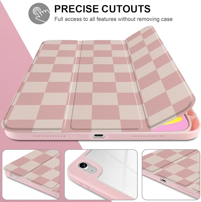 Case for iPad (A16) 11th Generation 11 inch 2025 /iPad 10th Gen 10.9 2022 - Aesthetic Cute Preppy Design Trifold Cover with Soft TPU Bumper Clear Back Auto Sleep/Wake Waves