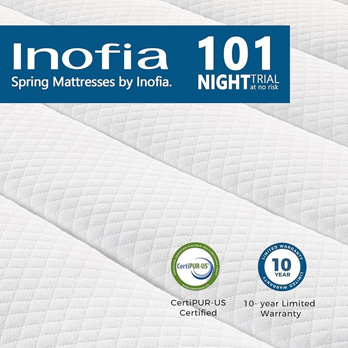 Inofia Twin XL Mattress, 12 Inch Hybrid Innerspring Single Mattress Cool Bed, Breathable Soft Knitted Fabric Cover, Twin XL Size