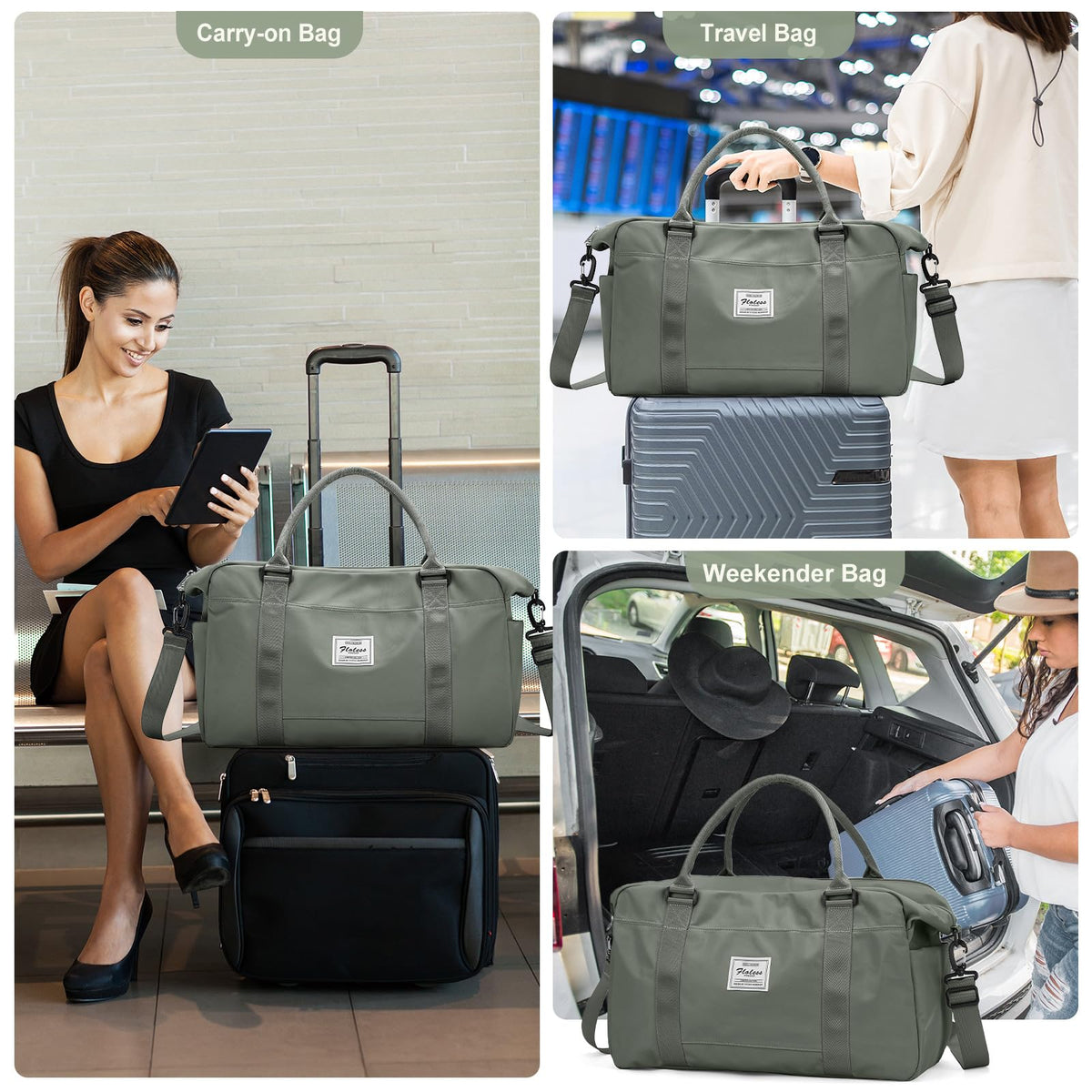 Travel Duffel Bag, Carry-on Overnight Weekender Bags for Women