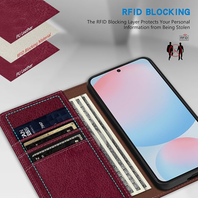 ZZXX for Samsung Galaxy S25 Wallet Case with [RFID Blocking] Card Slot Stand Strong Magnetic Leather Flip Fold Protective Phone Case for Samsung Galaxy S25 Case Wallet(Black-6.2 inch)