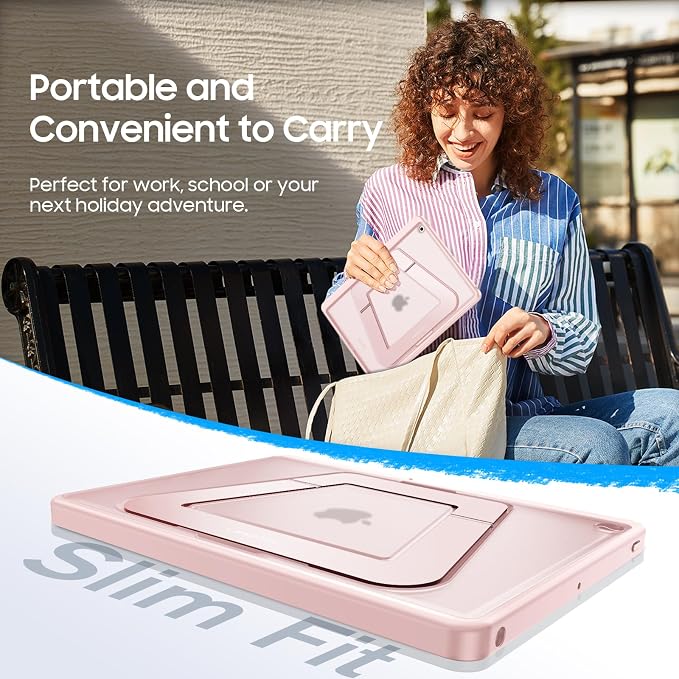 Fintie Shockproof Case for iPad 9th / 8th / 7th Generation 10.2 Inch | Slim Frosted Hard Back Cover Multi-Angle Viewing Built-in Kickstand &amp Pencil Holder Anti-Scratch Black