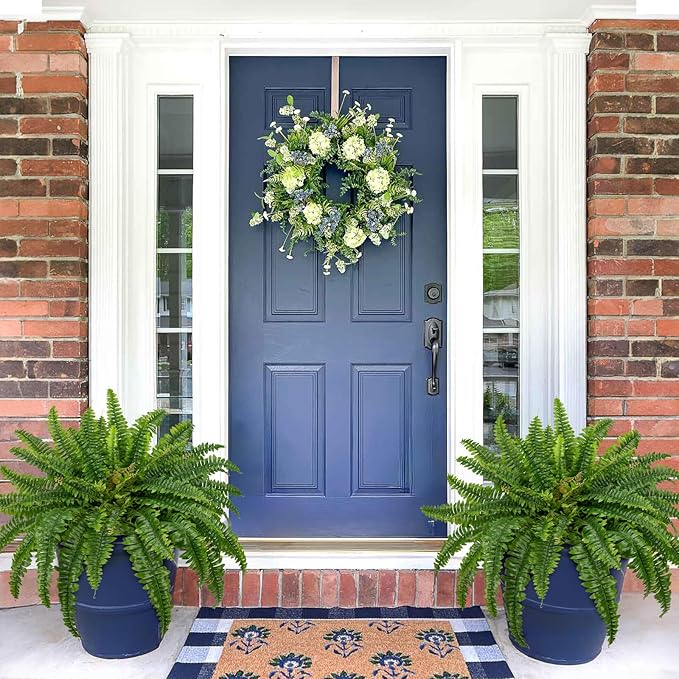 Ferns Artificial Plants 33.5" Dia. Faux Ferns for Outdoor Planter Large Fake Ferns Look Real Artificial Ferns with 60 Fronds Hanging Boston Fern Fake Plant Shrubs for Home Farmhouse Garden Porch Decor