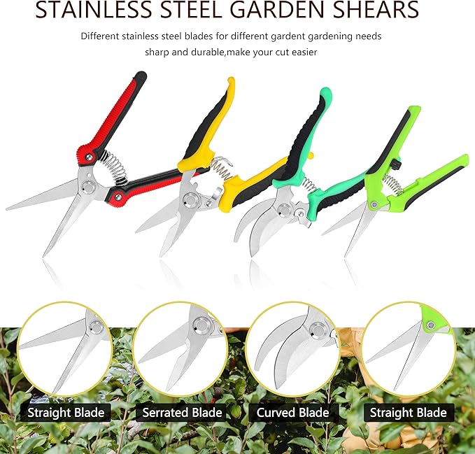 5‑Piece Garden Pruning Shears Set with Gloves & Storage Bag – Stainless Steel Trimming Scissors for Flowers, Herbs & Small Branches – Ergonomic Gardening Tools Kit (Multi-color)