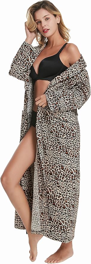 Lavenderi Women’s 100% Cotton Long Kimono Lounge Bathrobe Robe, Ladies Loungewear for Spa