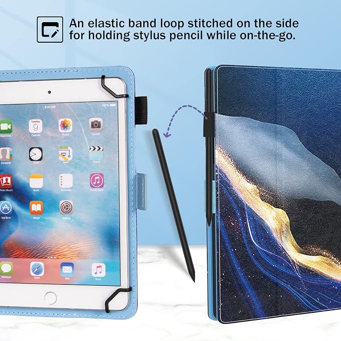 Dteck Universal Case (7.9 to 8.4) - Fold Stand Protective Flip Case for Apple iPad mini/Samsung Galaxy Tab 8.0 8.4 /Lenovo Tab 8 /onn. 100003561 8 Tablet Pro/Android Tablet 8 Inch (Blue Pink)