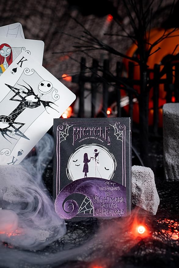 Disney Tim Burton's Nightmare Before Christmas Inspired Playing Cards Featuring Jack Skellington, 1 Deck for Halloween Gifts, Christmas Stocking Stuffers, or Vacation Travel Games