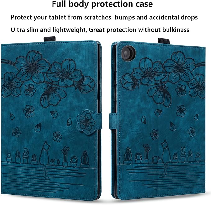 Kindle Fire HD 8 Tablet Case (8th/7th/6th Generation)Smart Stand Synthetic Leather Cover with Auto Wake/Sleep [Card &amp Pencil Holder] for 8 Amazon Fire HD 8 (2018/2017/2016) Blue Sea Beach