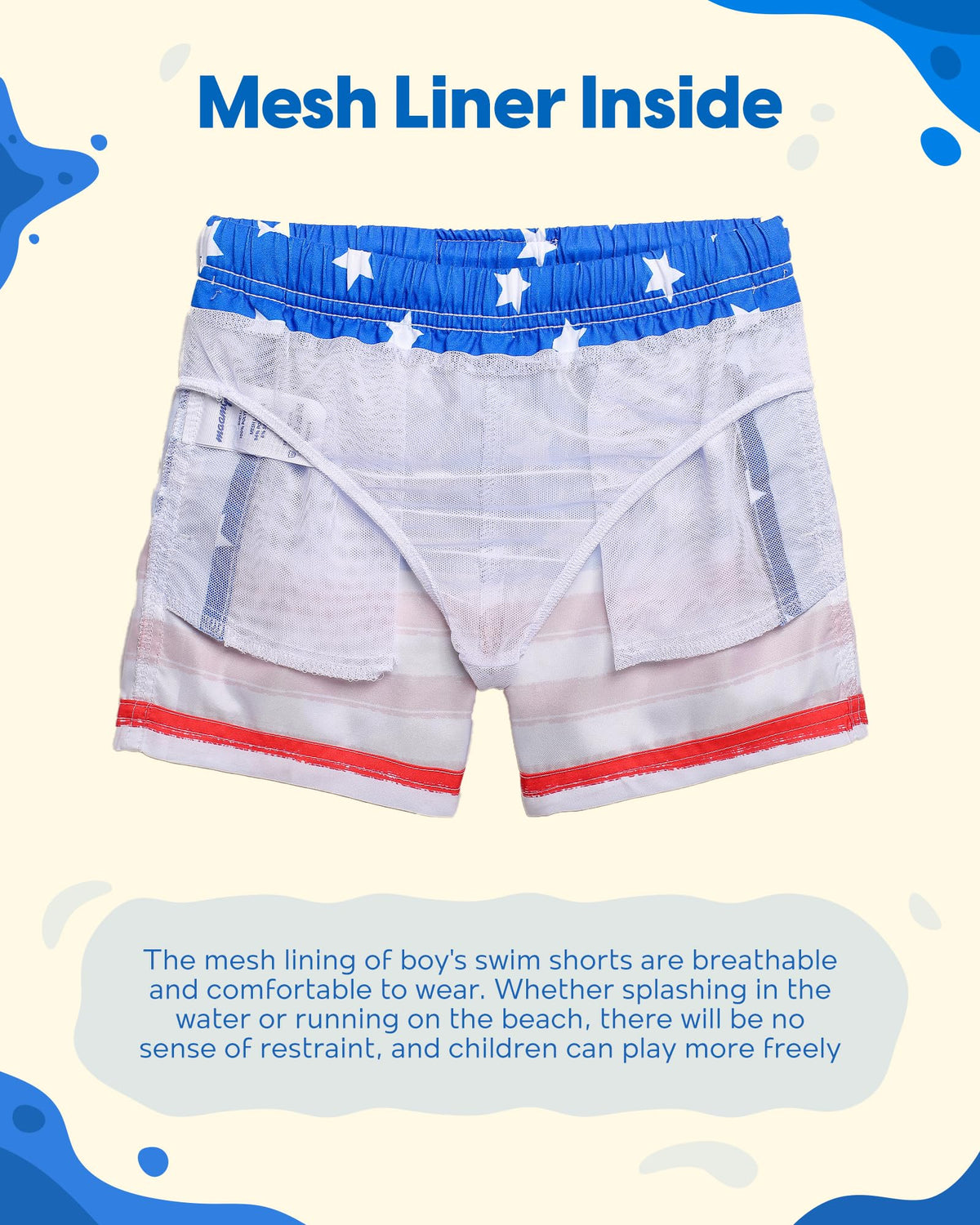 maamgic Boys Swim Trunks Toddler Swim Shorts Little Boys Bathing Suit Swimsuit Toddler Boy Swimwear Flag Blue 14-16 Years