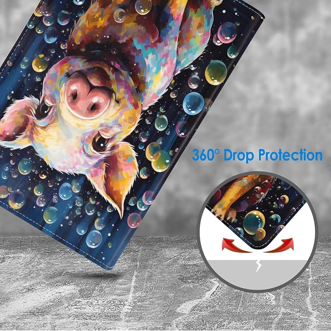 Case for Samsung Galaxy Tab A 8.0 2019 (SM-T290/T295/T297) Slim Lightweight PU Leather Stand Cover with Auto Wake/Sleep for Galaxy Tab A 8.0 Inch Abstract Watercolor Art Dogs