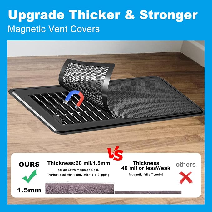 6-Pack Black Magnetic Vent Covers 5x13 Inch