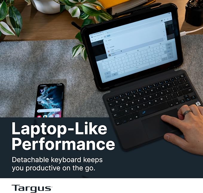Targus Field-Ready Case with Detachable Keyboard for Samsung Galaxy Tab Active5 Pro &amp Active4 Pro – MIL-STD Drop Protection Integrated Trackpad Rugged Productivity Solution - THD973USZ