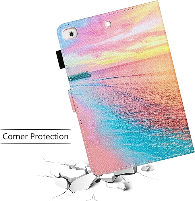 iPad mini Case FANCITY Mini 4 Mini 5 Mini 3/2/1 Smart Wake Sleep Case with Kickstand [Card Slot &amp Pen Holder] PU Leather Protective Cover for Apple iPad mini 4 Mini 5 2019 Mini 2/3 - Beach