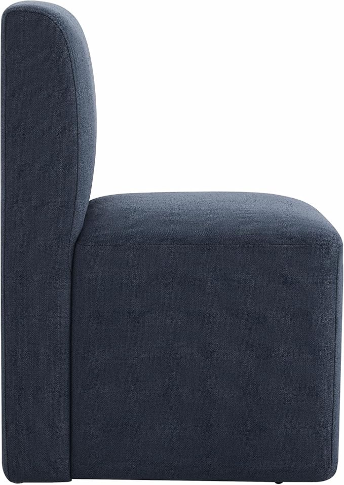 CHITA Dining Chairs with Casters Set of 2, FSC Certified Upholstered Armless Modern Rolling Dining Chairs with Rollers for Bedroom Reading Room Living Room, Insignia Blue