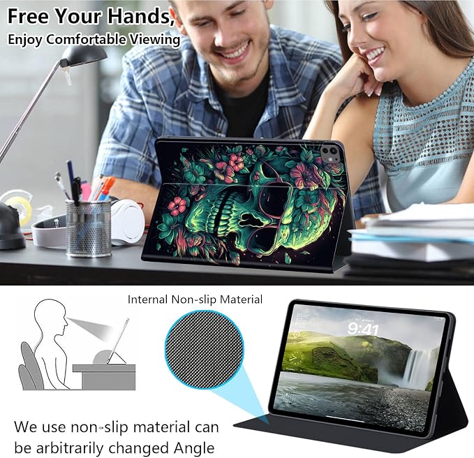 Case for iPad Air 11-inch (M4 2026 / M3 2025 / M2 2024) iPad Air 5th/4th Gen (2022/2020) 10.9 Slim PU Leather Folio Stand &amp Auto Sleep/Wake Protective Smart Cover Tree Fluorescent