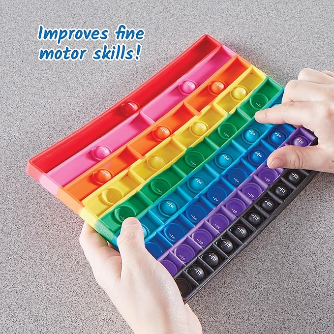 hand2mind Rainbow Fraction Sensory Bubble Popper, Push Pop Fidget Toys for Kids, Fraction Manipulatives, Montessori Math Materials, Fine Motor Toys, Calm Down Corner Supplies, Fidgets for Classroom