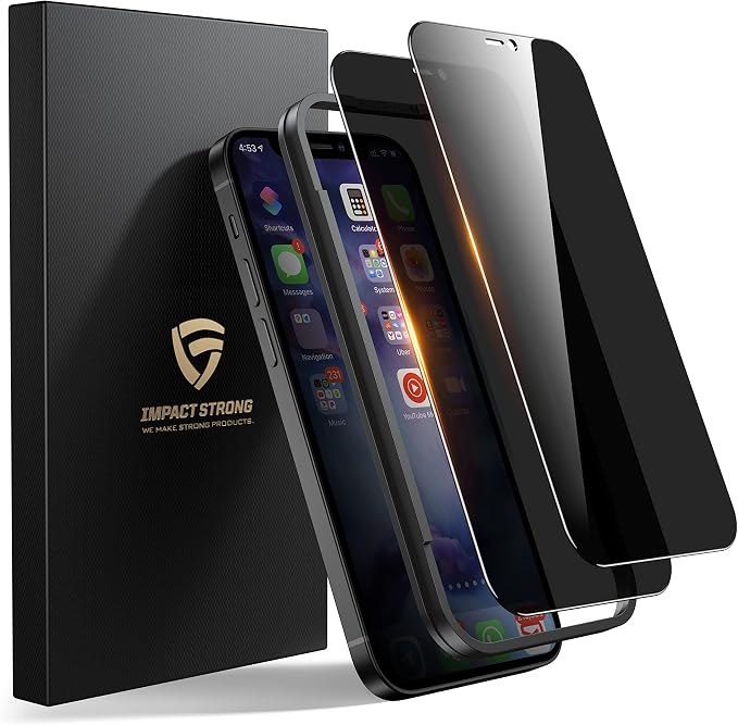 ImpactStrong Anti-Spy Privacy Screen Protector for iPhone 11 / iPhone XR (6.1-Inch) 9H Tempered Glass Shatter-Resistant Anti-Scratch Easy Install Kit Case Friendly 2-Pack