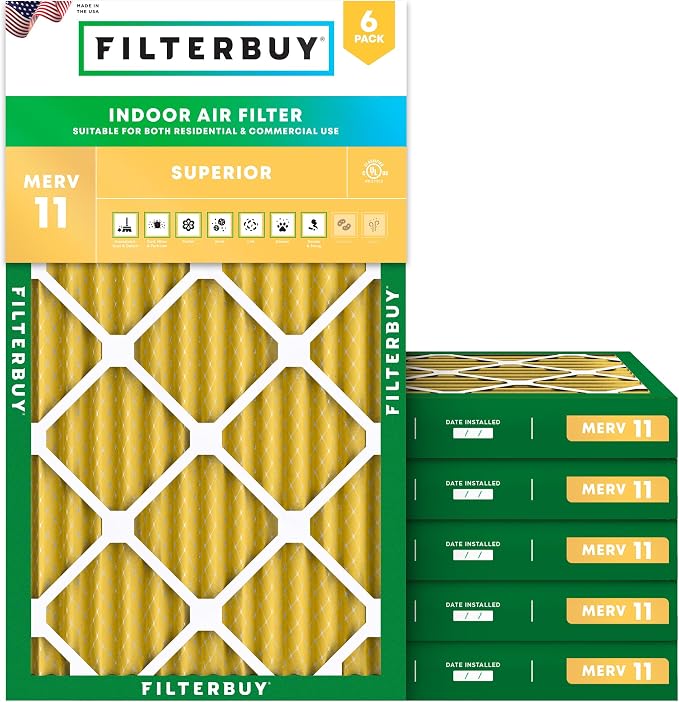 Filterbuy 18x30x2 Air Filter MERV 11 Superior Pet & Allergy Defense,