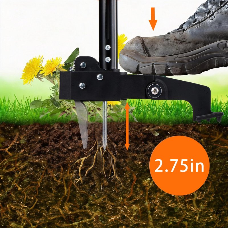 MORAIS Weed Puller Tool, Stand Up Weed Puller Heavy Duty Garden Tool with 4-Claw Steel Head, 39"-46" Retractable Handle & Easy-Eject Mechanism, Easily Remove Weeds Without Bending, or Kneeling