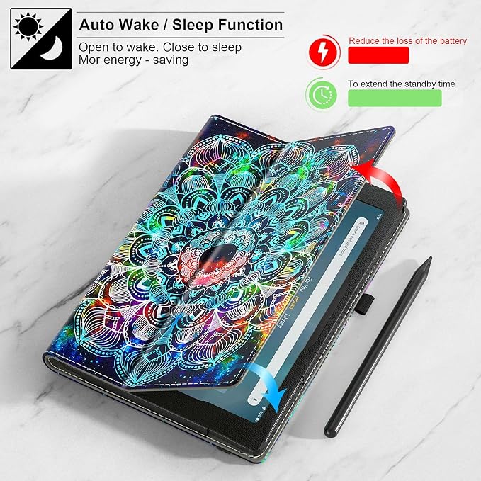 Case for All-New Amazon Fire HD 10 Tablet (13th/11th Generation 2023/2021 Release) 10.1 - Slim Folding Stand Cover with Auto Wake/Sleep Hand Strap &amp Stylus Pen Holder Black Cat