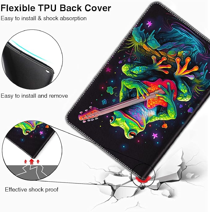 Case for iPad 10.2/10.5，iPad 9th/8th/7th Gen，for iPad 10.2 inch 2021/2020/2019/iPad Air 3rd Gen/Pro 10.5 - Slim Fit Standing Cover with Auto Sleep/Wake，Frog Playing Guitar