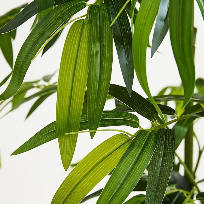 Artificial Tree Fake Plants, Artificial Bamboo Tree 5FT Tall in Black Potted, Artificial Tree Indoor Decor Bamboo Silk Tree with Natural Wood Trunk, for Home Office Living Room Modern