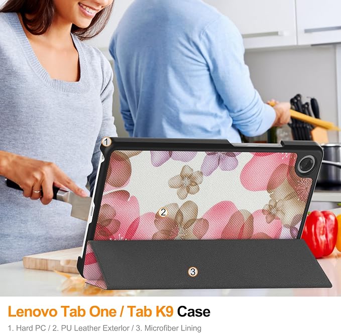Smart Case for Lenovo Tab One / K9 8.7 Inch 2025 TB305XU/TB305FU Lightweight Trifold Stand Cover Auto Wake Sleep Blackish Green