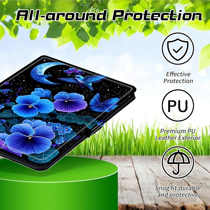 for Walmart Onn 10.1 2024 Onn 10.1 Gen 4 Universal Tablet Case 360 Degree Rotating Kickstand Protective Stand Case with Multiple Viewing PU Leather Shell Case Black Book Cat